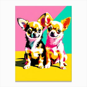 'Chihuahua Pups' , This Contemporary art brings POP Art and Flat Vector Art Together, Colorful, Home Decor, Kids Room Decor,  Animal Art, Puppy Bank - 28th Canvas Print