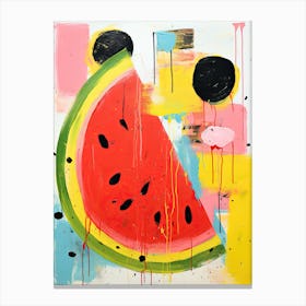 Juicy Symphony: Neo-Expressionist Watermelon Whirl Canvas Print