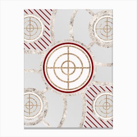 Geometric Abstract Glyph in Festive Gold Silver and Red n.0092 Canvas Print