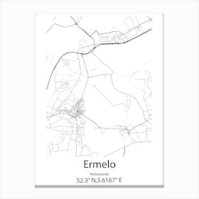 Ermelo,Netherlands Minimalist Map Canvas Print