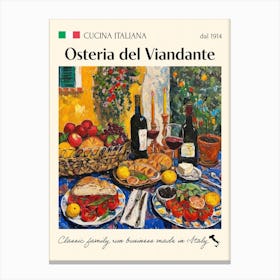Osteria Del Viandante Trattoria Italian Poster Food Kitchen Canvas Print