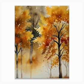 Autumn Trees Watercolor Painting Canvas Print