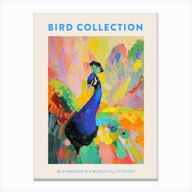 Colourful Brushstroke Peacock 1 Poster Canvas Print