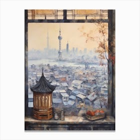 Winter Cityscape Shanghai China 2 Canvas Print
