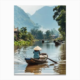 Boat On A River 4 Canvas Print