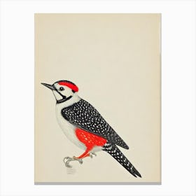 Woodpecker Illustration Bird Canvas Print