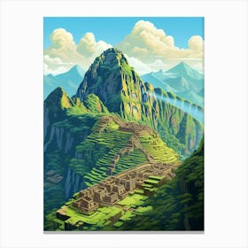 Machu Picchu Pixel Art 3 Canvas Print