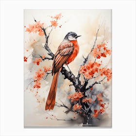 Phoenix, Japanese Brush Painting, Ukiyo E, Minimal 3 Canvas Print