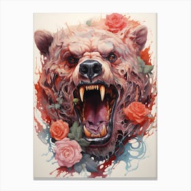 Bear With Roses 1 Canvas Print