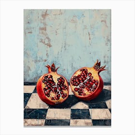 Pomegranate Checkered Blue  4 Canvas Print
