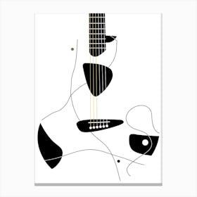 Black and White Acoustic Guitar Illustration Canvas Print