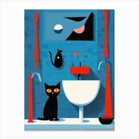 Cat In Bathroom Canvas Print