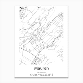 Mauren,Liechtenstein Minimalist Map Canvas Print