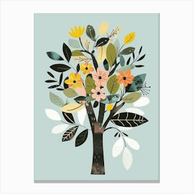 Pecan Tree Flat Illustration 2 Canvas Print