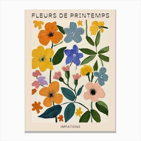 Spring Floral French Poster  Impatiens 2 Canvas Print