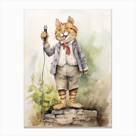 Tiger Illustration Performing Stand Up Comedy Watercolour 4 Canvas Print