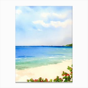 Plage De La Caravelle 2, Guadeloupe Watercolour Canvas Print