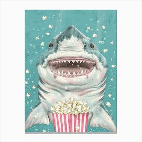 Shark With Popcorn Underwater Canvas Print