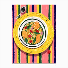 A Plate Of Greek Salad, Top View Food Illustration 2 Canvas Print