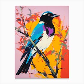 Andy Warhol Style Bird Magpie 3 Canvas Print