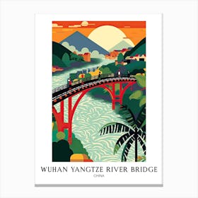 Wuhan Yangtze River Bridge, China, Colourful 2 Canvas Print