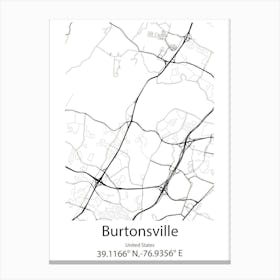 Burtonsville,United States Minimalist Map Canvas Print