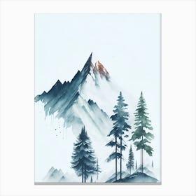 Mountain And Forest In Minimalist Watercolor Vertical Composition 282 Canvas Print