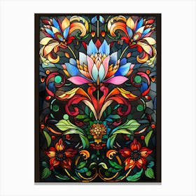 Colorful Stained Glass Flowers 17 Canvas Print