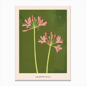 Pink & Green Agapanthus 2 Flower Poster Canvas Print
