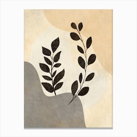 Leaves On A Beige Background Canvas Print