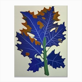 Oak Leaf Colourful Abstract Linocut Canvas Print