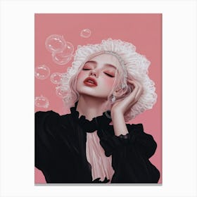 Bubbles Pink White Hair Canvas Print