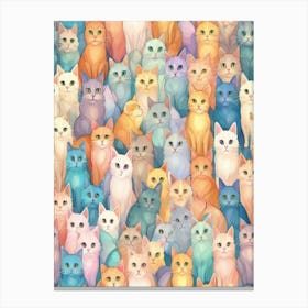 Colorful Seamless cat pattern Canvas Print