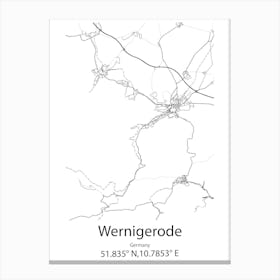 Wernigerode,Germany Minimalist Map Canvas Print