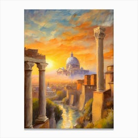 Sunset Over An Ancient Cityscape Canvas Print