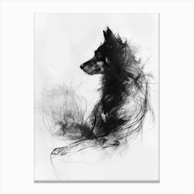 Minature Dog Charcoal Line 4 Canvas Print