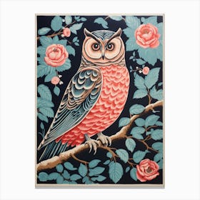 Vintage Bird Linocut Owl 1 Canvas Print