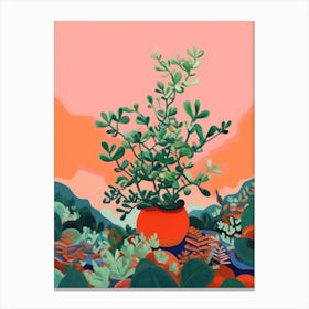 Boho Plant Painting Jade Plant Canvas Print