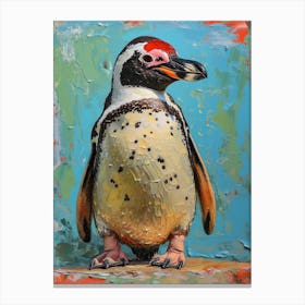 African Penguin Carcass Island Oil Painting 1 Canvas Print