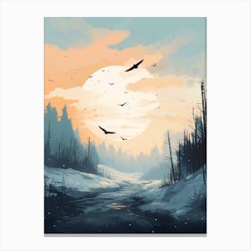 Flock Of Birds Winter 1 Canvas Print
