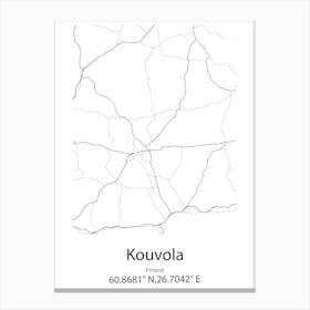 Kouvola,Finland Minimalist Map Canvas Print