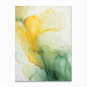 Green, White, Gold Flow Asbtract Painting 3 Canvas Print