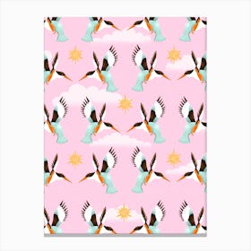 Pink And Blue Bird Poster Canvas Print