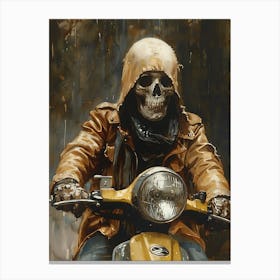 Skull On A Motorcycle Canvas Print