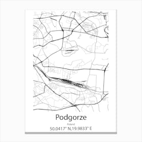 Podgorze,Poland Minimalist Map Canvas Print