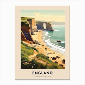 South West Coast Path England 1 Vintage Hiking Travel Poster Canvas Print