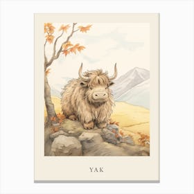 Beatrix Potter Inspired  Animal Watercolour Yak 1 Canvas Print