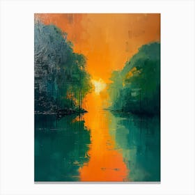 Sunset Over The River Canvas Print