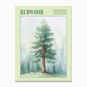 Redwood Tree Atmospheric Watercolour Painting 4 Poster Canvas Print
