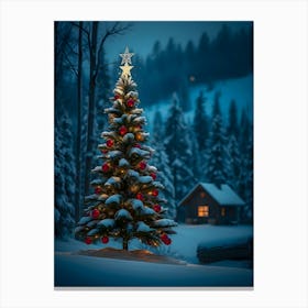 Christmas Tree In The Snow 5 Canvas Print